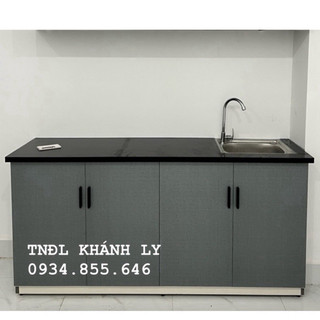 Tủ bếp nhựa dày 2cm 163x80 gồm bồn vòi mặt gạch đá chắc chắn  (FreeshipHCM có lắp đặt)