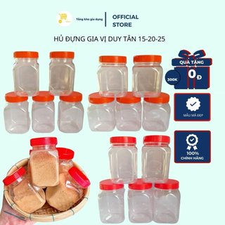Lọ Nhựa Đựng Gia Vị Duy Tân Đủ Size - Hũ Đựng Muối Tôm Nhựa - Hũ Đựng Muối Tôm Vuông Nắp Đỏ Cao Cấp MTA-MART