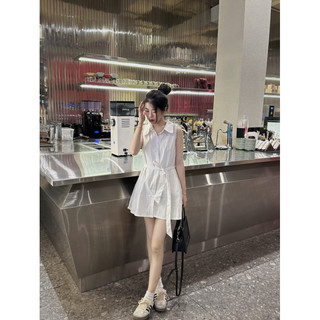 Váy sơ mi trắng sát nách [HÌNH THẬT]