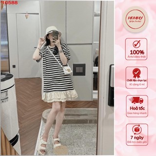 Váy bầu mùa hè , đầm bầu đẹp MOMMY dáng babydoll đuôi cá xinh xắn , chất liệu cotton co giãn mềm mại thoái mái