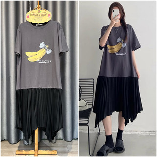 Đầm thun coton bigsize phối dập ly, size từ 45kg - 90kg