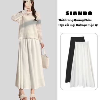 Quần đũi ống rộng giả váy 2 lớp dáng dài chân váy xoè chất lụa mát hàng Quảng Châu SIANDO QT04