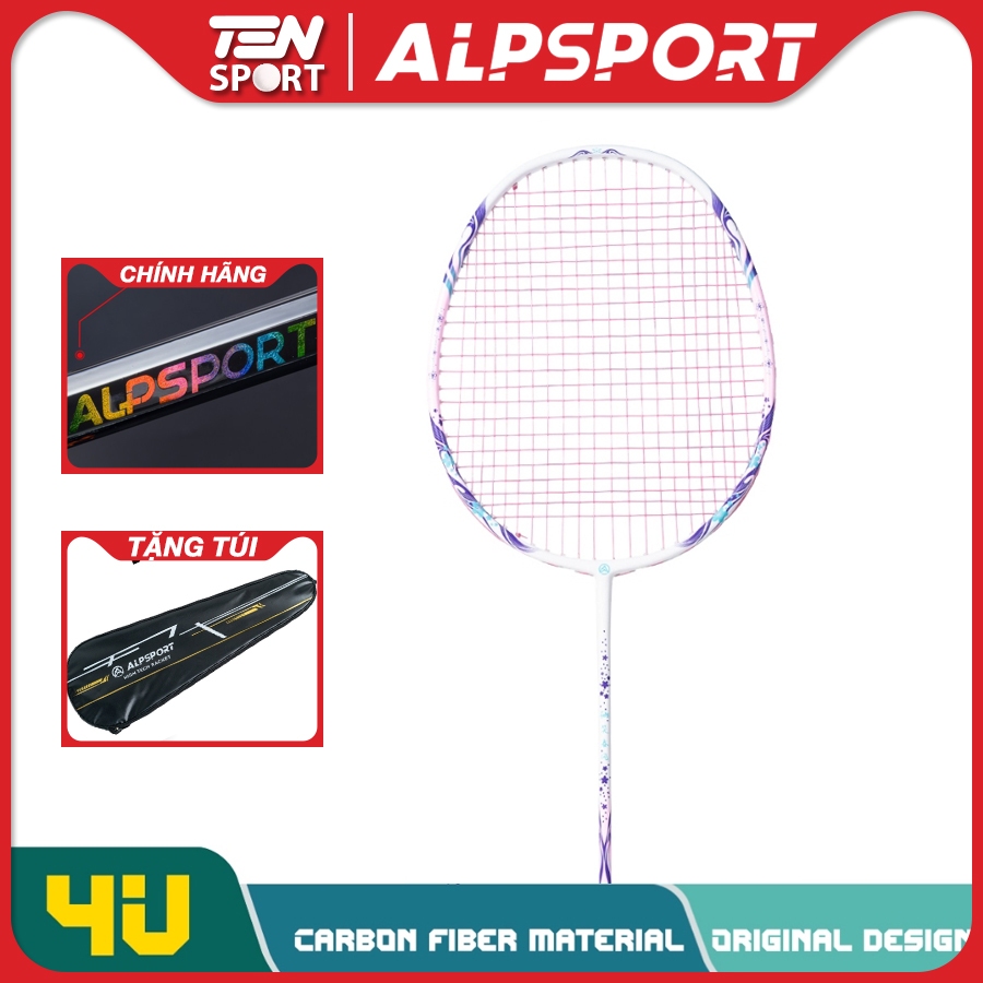 Vợt cầu lông 4UG5 hoa anh đào ALPSPORT CHERRY nguyên bản 100% hoàn toàn Full Carbon 22-28lbs Hàng Ch