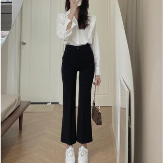 Quần ống loe cạp cao dày dặn siêu đẹp