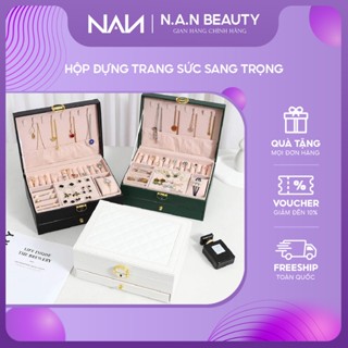 Hộp Trang Sức Có Khóa - Hộp Đựng Vòng cổ / Trang Sức Cỡ Lớn Nhiều Tầng Da PU Cao Cấp Sang Trọng - N.A.N Beauty