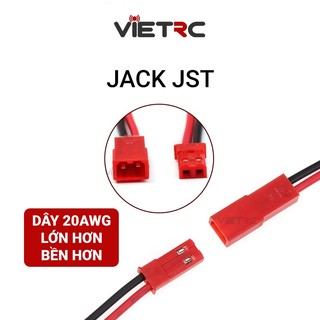 Jack cắm JST-2P đực cái dây 20AWG / 22AWG vỏ silicon chống cháy cho pin, nguồn, ESC tàu, xe, máy bay
