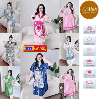 Váy ngủ sơmi dài chất lụa Cao Cấp mềm mịn - Đầm ngủ nữ sơ mi