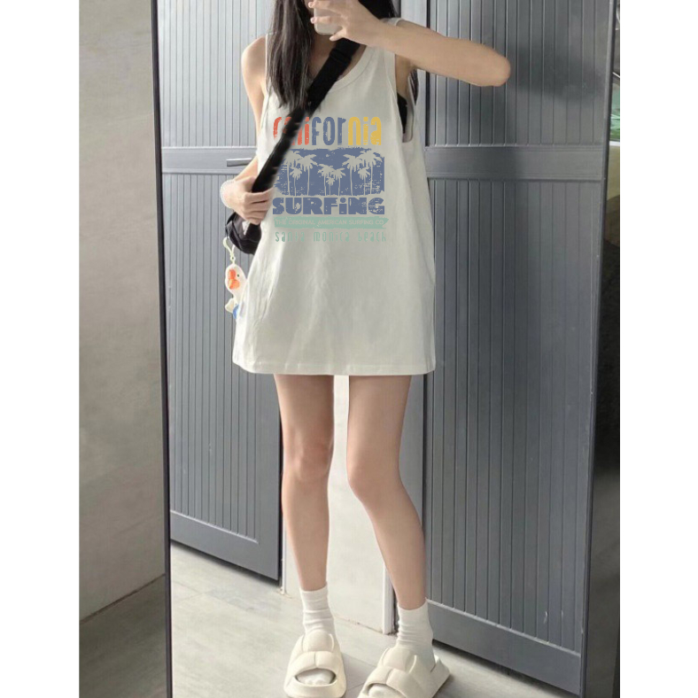 Áo Ba Lỗ Nữ khoét nách Form Rộng, áo ba lỗ nữ phong cách Retro in hình thời trang.