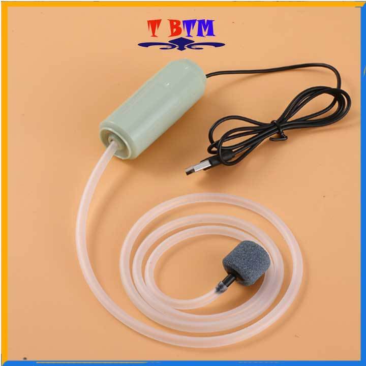 Máy sủi oxy mini siêu êm máy sục oxi bể cá cảnh bơm khí khi đi câu hồ cá, kết nối USB