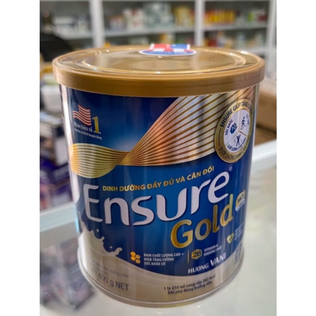 sữa bột Ensure gold Abbott Mỹ hương vani lon 400g, mẫu mới nhất chính hãng hsd năm 2027