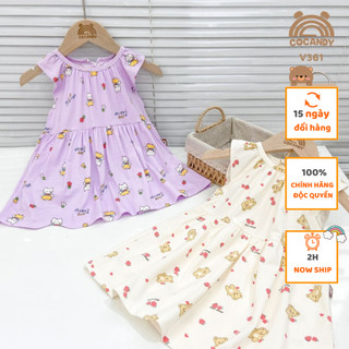 Váy cho bé -váy cộc be gấu dâu và váy cộc tím mèo vàng cho bé của cocandy mã v361