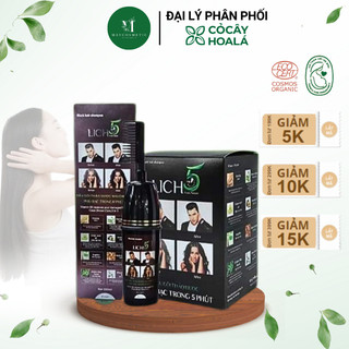 Dầu gội đen tóc thảo dược LICH5, phủ bạc màu, nhuộm tóc an toàn từ thiên nhiên Cỏ Cây Hoa Lá