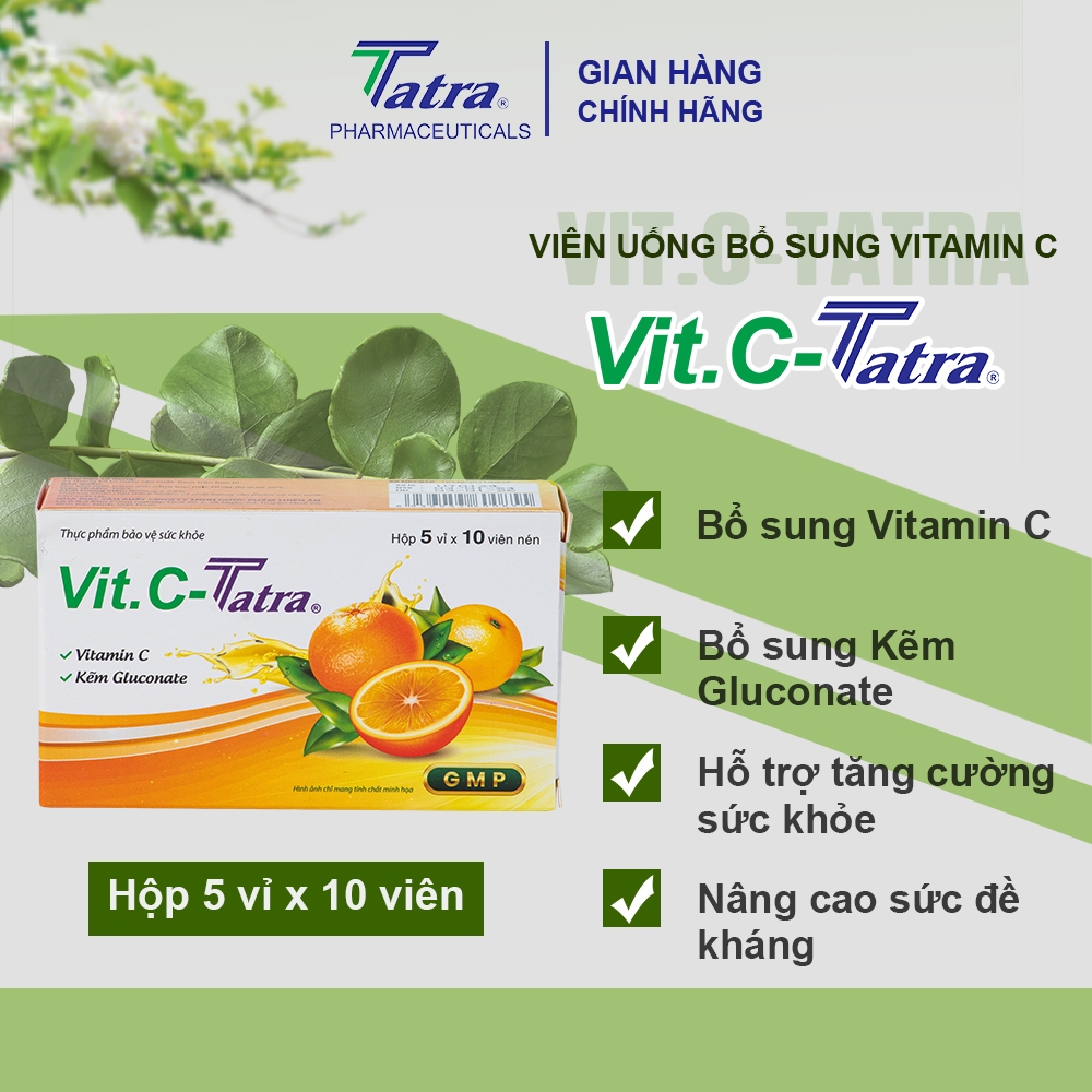 [Hộp 50 viên] Viên uống bổ sung Vitamin C - Vit.C-Tatra