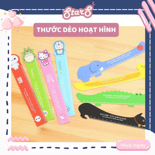 Thước dẻo 15cm nhân vật hoạt hình kẻ bookmark cute dễ thương