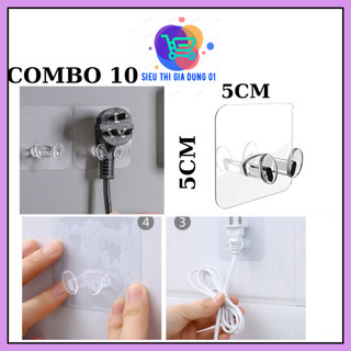 Combo 10 Móc treo ổ cắm điện trong suốt,Móc dán tường treo ổ cắm điện