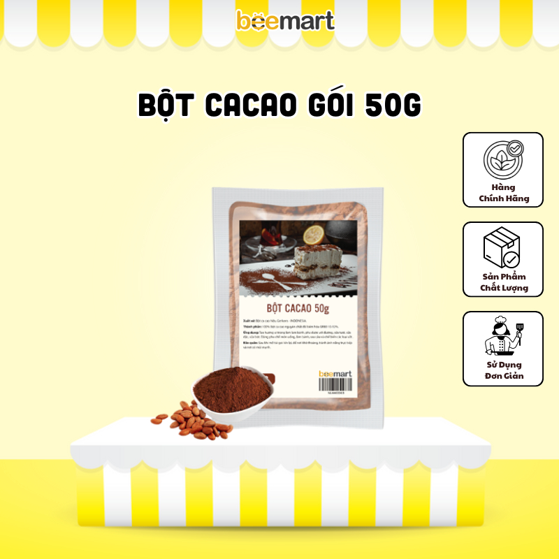 Bột Cacao gói 50g - Bột cacao nguyên chất Indonesia