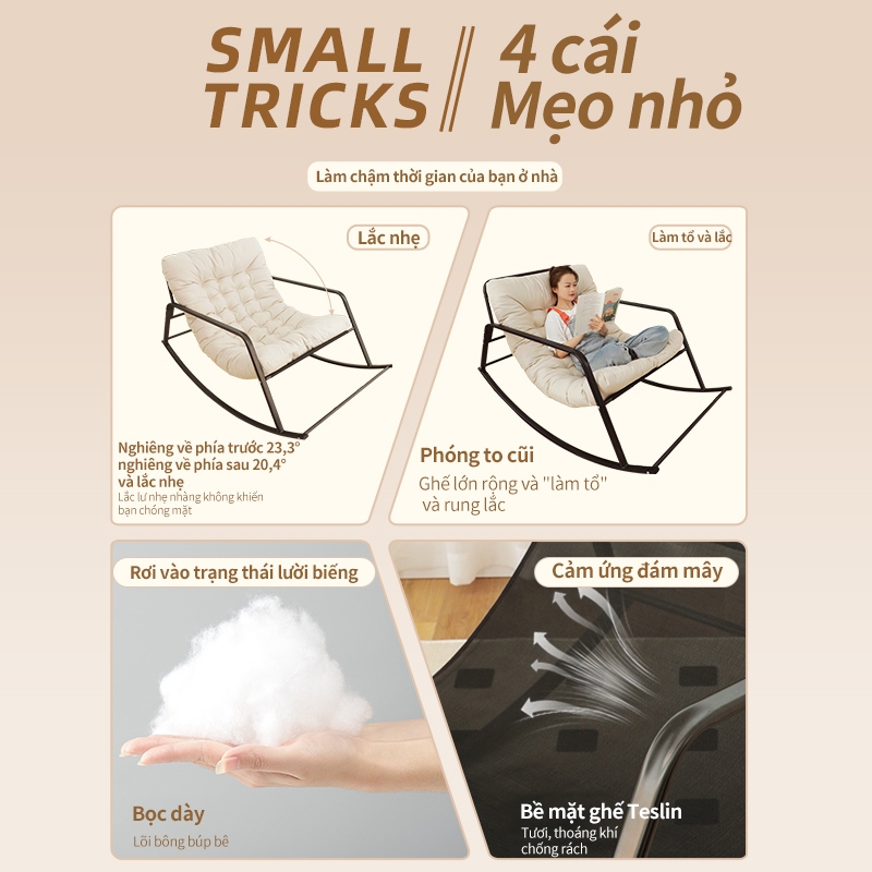 Ghế bập bênh-ghế lười ngủ nằm Ghế lắc đôi Ghế bành ban công Ghế giải trí phòng khách | BigBuy360 - bigbuy360.vn