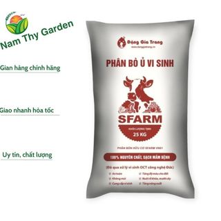 Phân bò Sfarm bao 25kg, phân bò ủ vi sinh Sfarm, phân bón hữu cơ Sfarm bao 25kg