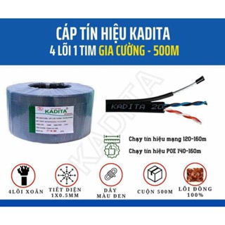  Cuộn 500m cáp mạng cáp camera 4 lõi đồng nguyên chất có cáp treo dây - cáp lan ngoài trời dây mạng ngoài trời 