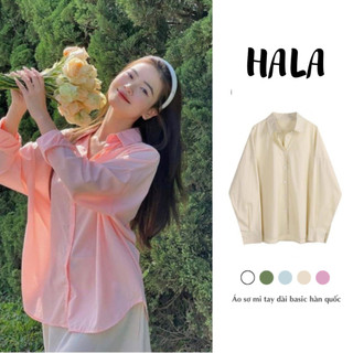Áo Sơ Mi Nữ HALA Dài Tay Form Rộng Công Sở Ulzzang Kiểu Hàn Quốc Basic Màu Pastel Lưu Diệc Phi Dễ Phối Đồ