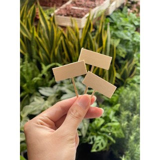 Tag Gỗ Trang Trí Cây Mini, bảng tên gỗ cắm cây, Tag Lá Cờ Đỏ Sao Vàng Trang Trí Chậu Cây