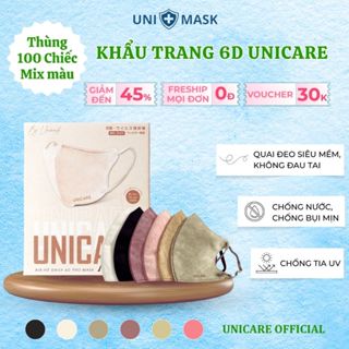 [ 100c mix màu ] UNICARE Khẩu trang 6D Pro Mask Quai Chun Mềm Mại 3 Lớp Kháng Khuẩn Chống Thấm Nước Cản Tia UV UNIMASK68