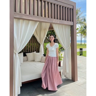 Chân váy maxi dài hồng - by om design