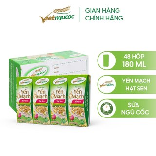 Thùng 48 Hộp Sữa Yến Mạch Hạt Sen VIỆT NGŨ CỐC Thơm Ngon Giàu Chất Xơ 180ml Hộp 