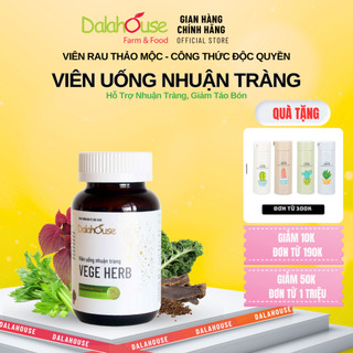 Viên uống nhuận tràng vege herb dalahouse hỗ trợ nhuận tràng, giảm táo bón lọ 90/30 viên nén