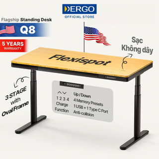 Bàn làm việc đứng điều chỉnh độ cao dergo flexispot q8 mặt bàn tre tự nhiên