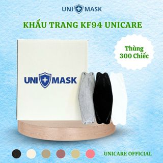 [ Thùng 300 Chiếc ] Khẩu Trang KF94 UNIQ 3 Lớp Kháng Khuẩn Ôm Mặt, Chống Bụi Mịn Phong Cách Hàn Quốc Unicare Unimask68