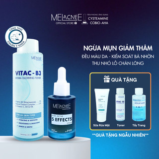 Combo Toner Dưỡng Sáng & Serum Anti Acne Giảm Mụn- Ngừa Thâm Thu Nhỏ Lỗ Chân Lông & Làm Đều Màu Da MELacneE