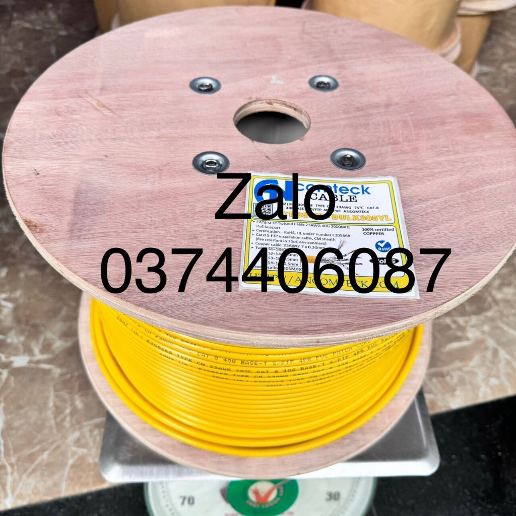 Dây Cáp CAT8 SFTP Dạng Xoắn 23AWG tốc độ 40G 2000MHz