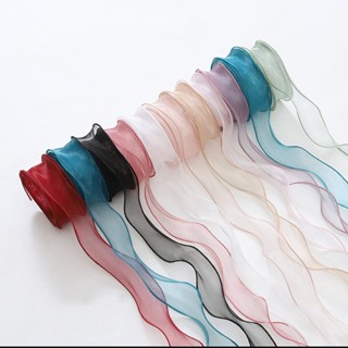 Cuộn ruy băng voan sóng 4cm dài 9m HOA GẠO duy băng ribbon dây ruy băng trang trí bó hoa, hộp quà