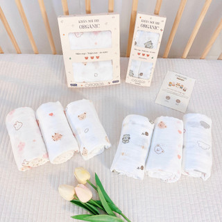 Khăn sữa khăn tắm sợi tre cao cấp size 125x125cm, 30x30cm cho bé trai bé gái Monona
