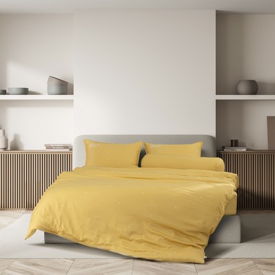 Bộ chăn ga gối lụa Tencel Everon Mustard Yellow OLE002, Tencel Blend ( chất liệu Tencel + Rayon)