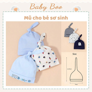 Mũ sơ sinh Momcare set 3 chiếc 0-4 tháng babyboo