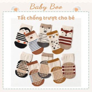Set 5 đôi tất cổ cao chống trượt cho bé trai bé gái 3-36 tháng babyboo