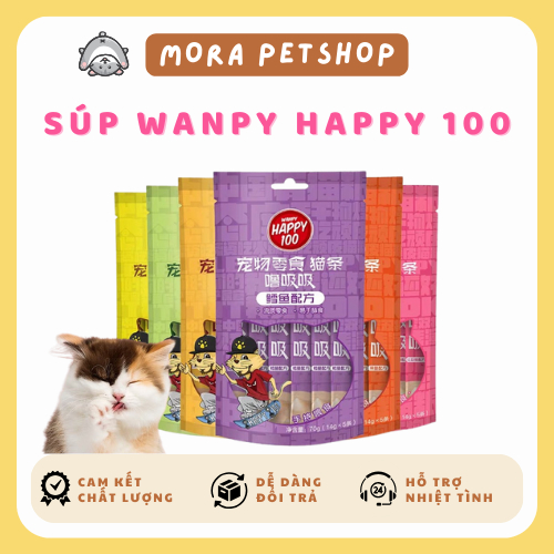 (Có lẻ) Súp thưởng Wanpy Happy 100 cho mèo 14g gói 5 thanh, súp thưởng cho mèo thơm ngon đủ vị