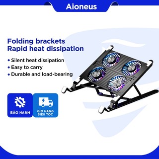 Aioneus Quạt tản nhiệt Laptop đế tản nhiệt 4 quạt Làm mát nhanh và tiếng ồn thấp điều chỉnh độ cao