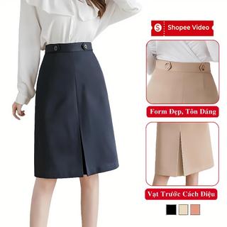 Chân Váy Dài Công Sở Chữ A Xẻ Trước Có Bigsize Madela, Chân Váy Dài Chữ A Công Sở Kiểu Dáng Midi Phong Cách Thanh Lịch