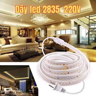 Combo 5m,10m,15m,20m dây led 2835 1 hàng bóng 220v - kèm nguồn kẹp trang trí trong nhà,ngoài trời