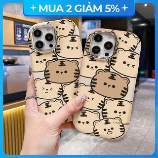Ốp lưng iphone xs/11/11 pm/12/13 pm/14+/15/...viền bạc 2024 hình hổ con