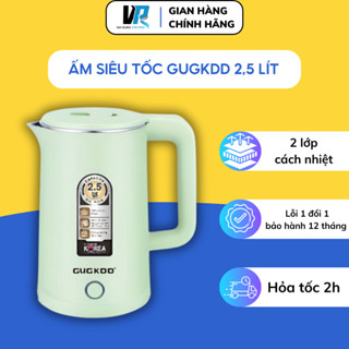 Ấm siêu tốc GUCKDD ấm điện inox cao cấp dung tích 2.5L sôi nhanh cách nhiệt 2 lớp bảo hành 12 tháng