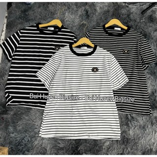 Áo Phông Kẻ Baby Tee thêu Tag Chữ M BIGSIZE 55-95KG