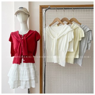 Áo len croptop kèm khăn choàng giả