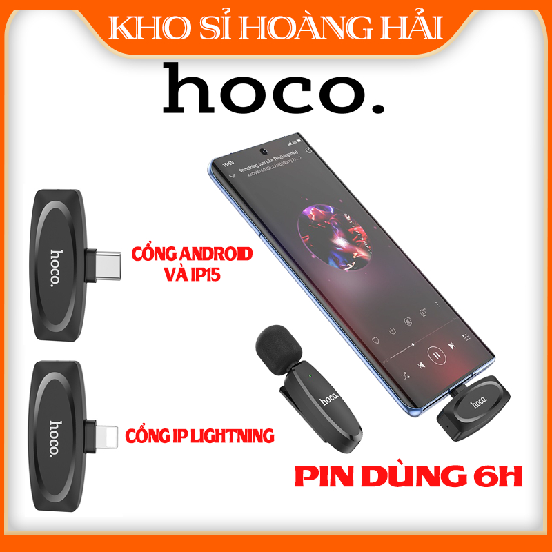 Mircro thu âm cài áo Hoco L15, pin dùng 6h, vật liệu cao cấp, dễ dàng sử dụng, bảo hành 6 tháng