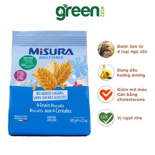 Bánh quy ít đường 4 loại ngũ cốc tự nhiên Misura Dolcesenza nhập khẩu Ý 120g