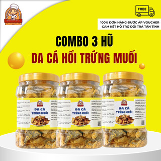 Combo 3 hũ da cá trứng muối phủ ngập trứng muối - da cá hồi trứng muối giòn rụm tổng kho ăn vặt