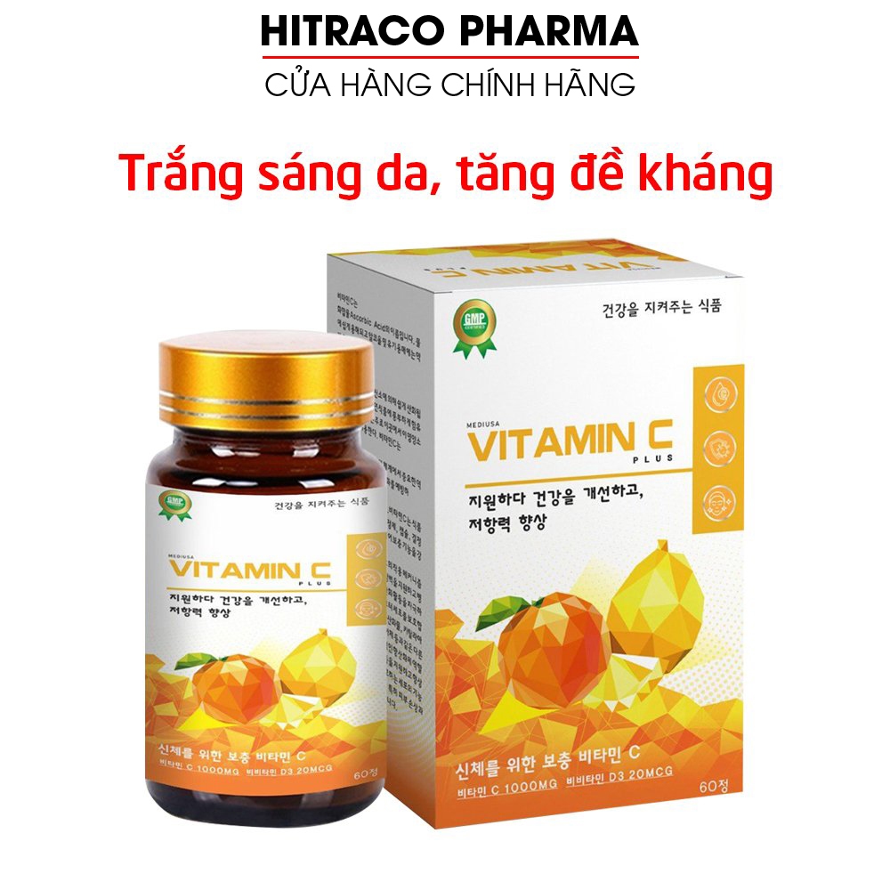 Viên uống Vitamin C Plus (chai) giúp đẹp da, trắng sáng da, tăng sức đề kháng - 60 viên